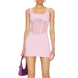 Pink Sleeveless Mini Dress with Mesh Detail size small like new